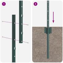 vidaXL Tvorelės stulpas 22 pcs Žalia 160 cm Plienas