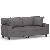 vidaXL Dvivietė sofa su pagalvėlėmis, pilka, 140cm, dirbtinė oda