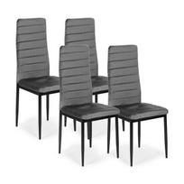 Kėdės su kontūruotu atlošu - GREY VELVET - 4 komplektas