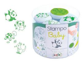 Antspaudų rinkinys Aladine Stampo Baby 4vnt. Animal + pagalvėlė antspaudams žalia