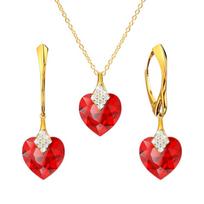 Sidabrinis papuošalų rinkinys moterims DiamondSky „Cute Valentine (Light Siam)“ su Swarovski kristalais
