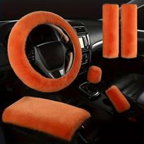 6 vnt Deivės Pūkuotas Automobilio Vairo Dangtis Plušinis , Mandarinas