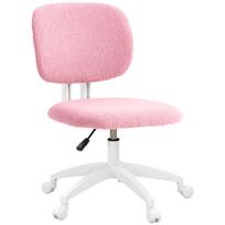 Ergonomiška darbo kėdė, reguliuojamo aukščio kompiuterio kėdė be porankių, pasukama kėdė, aksomas, rožinė