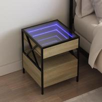 vidaXL Naktinis staliukas su Infinity LED, ąžuolo, 40x40x51cm