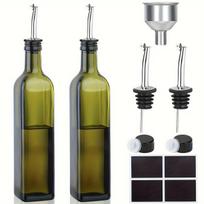 Stiklinių aliejaus butelių rinkinys,  Tamsiai žalia 500 ml (2 pak.)