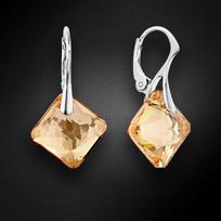Sidabriniai auskarai moterims DiamondSky „Shimmer (Golden Shadow)" su Swarovski kristalais