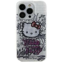 Hello Kitty Apple iPhone 15 6.1 kietas dėklas IML Kitty On Bricks Graffit White