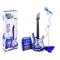 Žaislinė elektrinė gitara su stiprintuvu, mikrofonu ir MP3 jungtimi, mėlyna