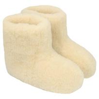 Šlepetės iki kulkšnių, ekru spalvos, sudėtis: 100% merino vilna, 36-42 dydžiai.
