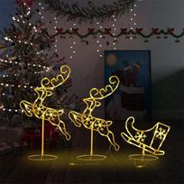 Kalėdinė ekspozicija elniai ir rogės, šilta balta, 260x21x87cm, Balta
