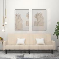 Dvivietė sofa-lova, kreminės spalvos, aksomas