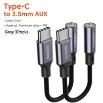 USB-C į 3.5 mm garso adapteris, Pilka 3 pakuotės