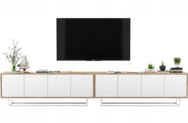 TV Spintelė Meble Lindner Loft Ąžuolas Wotan Balta Matinė su Metaliniais Rėmais 300 cm, 300 x 53 x 35
