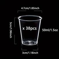 Vienkartinės plastikinės taurelės šventėms, 50 ml (1,5 uncijos)