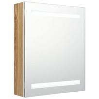 Veidrodinė vonios spintelė su LED, balta ir ąžuolo, 50x14x60cm CFE3966740