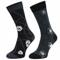Kojinės su kaukolės ir voratinklio raštu, hallowen, Comodo, Funny SM1/81, juodos/pilkos spalvos