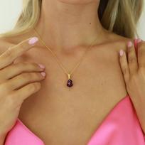 Sidabrinis kaklo papuošalas moterims Diamond Sky "Crystal Drop (Amethyst)" su Preciosa kristalais