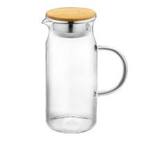 Sulčių puodelis, 1 l, su dangteliu, stiklinė, bambukas