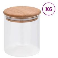 Stikliniai indai su kamštiniais dangteliais, 6vnt., 600ml, Permatomas