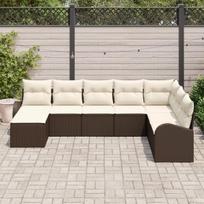 vidaXL Sofos komplektas su pagalve 8 pcs Ruda ir balta poliratanas