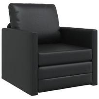 grindų sofa-lova 2-in-1 juoda 74x77x81 cm dirbtinė oda