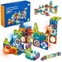 Magnetinių kaladėlių rinkinys Light Magnetic Blocks, 75 det., edukacinis, spalvotas