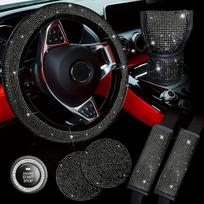 7 dalių blizgūs automobilio aksesuarai moterims, Juoda