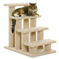 PawHut pet laiptai šunims katėms 4 pakopos pliušiniai smėlio spalvos 63,5x43x60cm