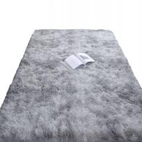 Pliušinis šiurkštus kilimas šviesiai pilkas, minkštas, kailinis, plaukuotas 300x200 cm