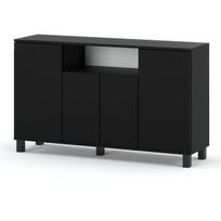 Moderni Komoda Matinės Juodos Spalvos 140 Cm 4 Durelės