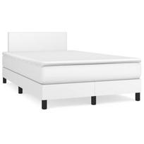 vidaXL Lova su spyruoklėmis/čiužiniu/LED, balta 120x190cm dirbtinė oda