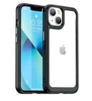 iLike Apple iPhone 14 kietas dėklas su gelio rėmeliu, skaidrus, juodas