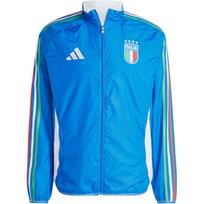 Adidas Italijos himninė dvipusė striukė su stovinčia apykakle ir užtrauktuku, raglaninėmis rankovėmis, vyriška viršutinė apranga, mėlyna, balta IX0418 M