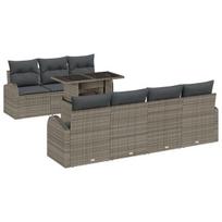 vidaXL Sodo Sofų Rinkinys su pagalve 8 pcs Pilka Poli ratanas