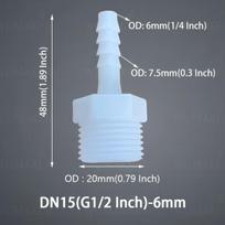 Žarnos jungtis su išoriniu sriegiu, plastikinis, G1/2–6 mm (1/4 colio)