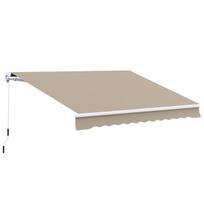 Lankstusis markizė Reguliuojama spaustuvinė markizė Terasos markizė 3,95 x 3 m Saulės apsauga su rankena, balkono markizė, smėlio spalvos, Beige