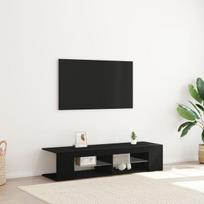TV spintelė su LED švieselėm Juoda 135x39x30cm Išdirbtas medis