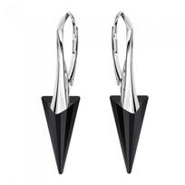 Sidabriniai auskarai moterims DiamondSky „Spike II (Jet)“ su Swarovski kristalais
