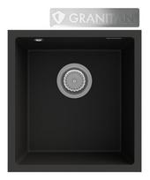 Granito kriauklė su sifonu Granitan mini 45, juoda