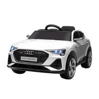 Elektrinis vaikų automobilis 12 V elektrinis automobilis „Audi E-tron“ su nuotolinio valdymo pultu, saugos diržu, muzika (MP3/USB/TF), vaikų automobilis vaikams nuo 3 iki 5 metų, 3–5 km/h, baltas