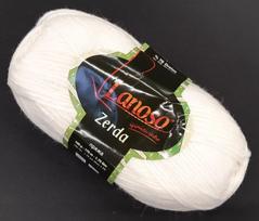 Mezgimo siūlai Lanoso Zerda 100g; spalva balta 955B