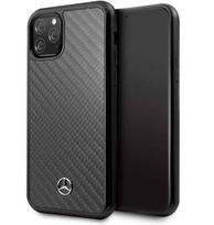 „Mercedes-Benz“ „Apple iPhone 11 Pro Max“ kietas odinis anglies pluošto dėklas, juodos spalvos