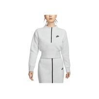 Nike Sportswear Tech Fleece Casual Fashion Simple Short Half-Zip Long Sleeve Sweatshirt Women sweatshirt Light-Gray Multicolor Black HJ1032-013 S