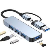USB C šakotuvas, USB skirstytuvas, 4-in-2, USB plėstuvas su 1 USB prievadu, 1 USBC prievadu