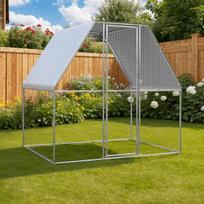 vidaXL Narvas viščiukams, sidabrinis ir pilkas, 2x2x2m, plienas