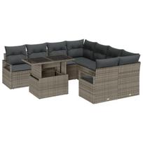 vidaXL Sodo Sofų Rinkinys su saugykla 9 pcs Pilka poliratanas