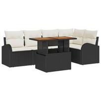 vidaXL Sodo Sofų Rinkinys su saugykla 6 pcs Juoda Poli ratanas