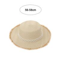 Moteriškos skrybėlės, Pearl Trim šiaudinė kepurė: 56-58 cm, Moteriška vasaros kepurė nuo saulės plačiu krašteliu, smėlio spalvos