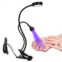 Dviguba UV LED Lempa Nagams – Lanksčiai Tvirtinama Priemonė, Juoda
