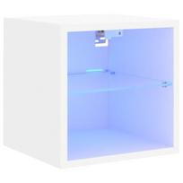 Sieninė Televizoriaus spintelė，TV spintelė，TV staliukas su LED lemputėmis, balta, 30x28,5x30cm CFE863087